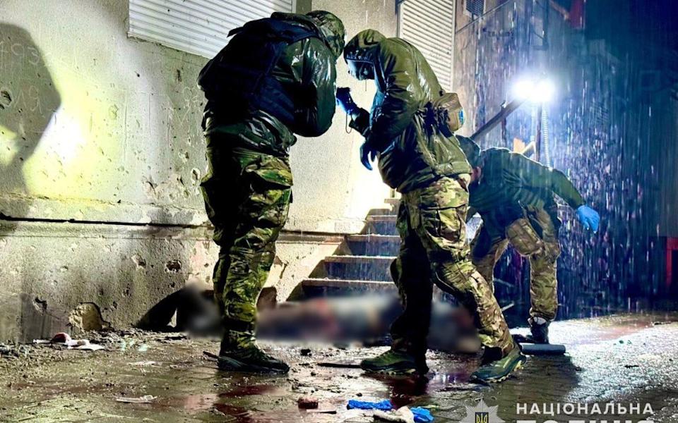 Aftermath of a bomb in Ukraine