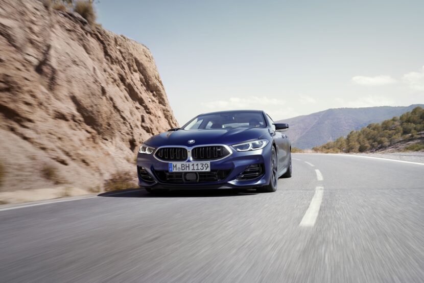 BMW 8 Series Gran Coupe on a mountain road