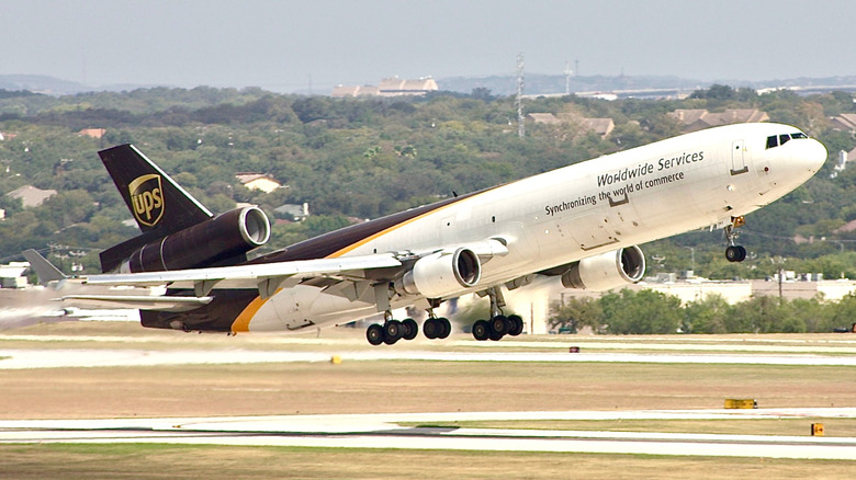 A UPS MD-11 takes off from San Antonio International Airport